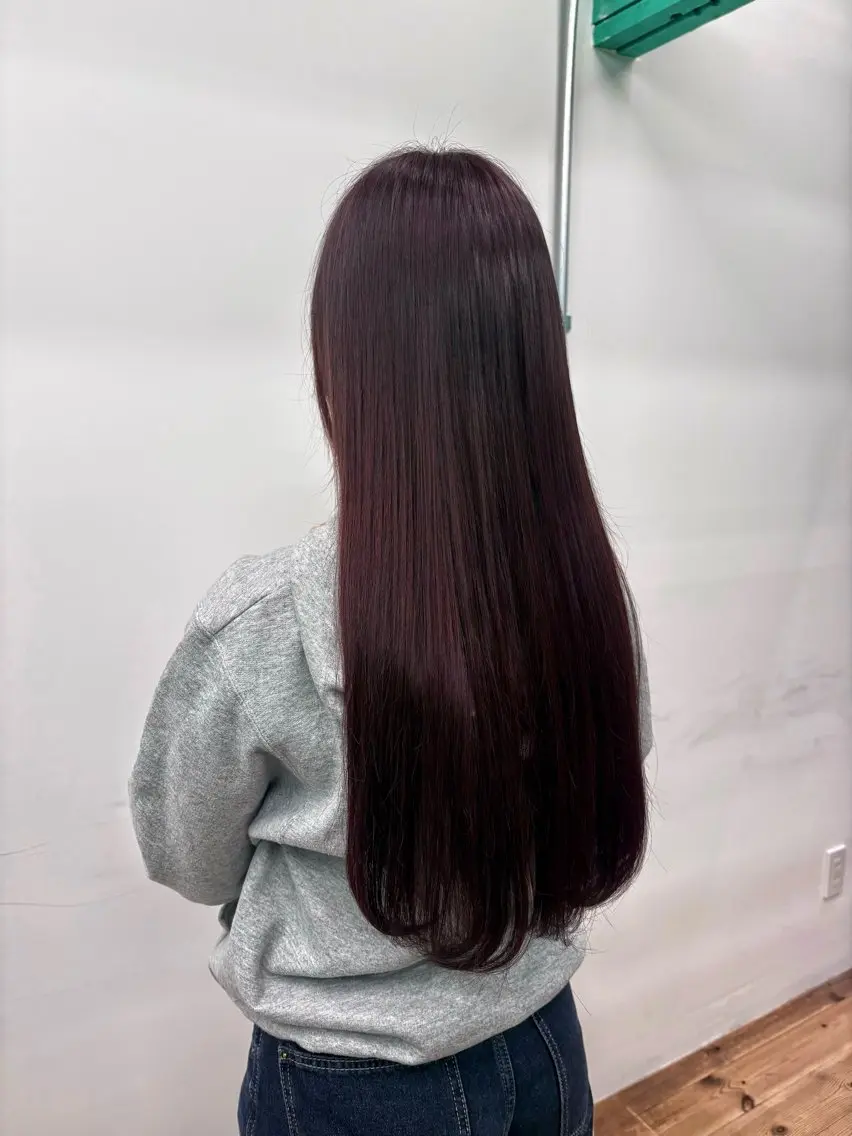カラー ブラウンカラー レッドカラー 福田 梨七のヘアスタイル