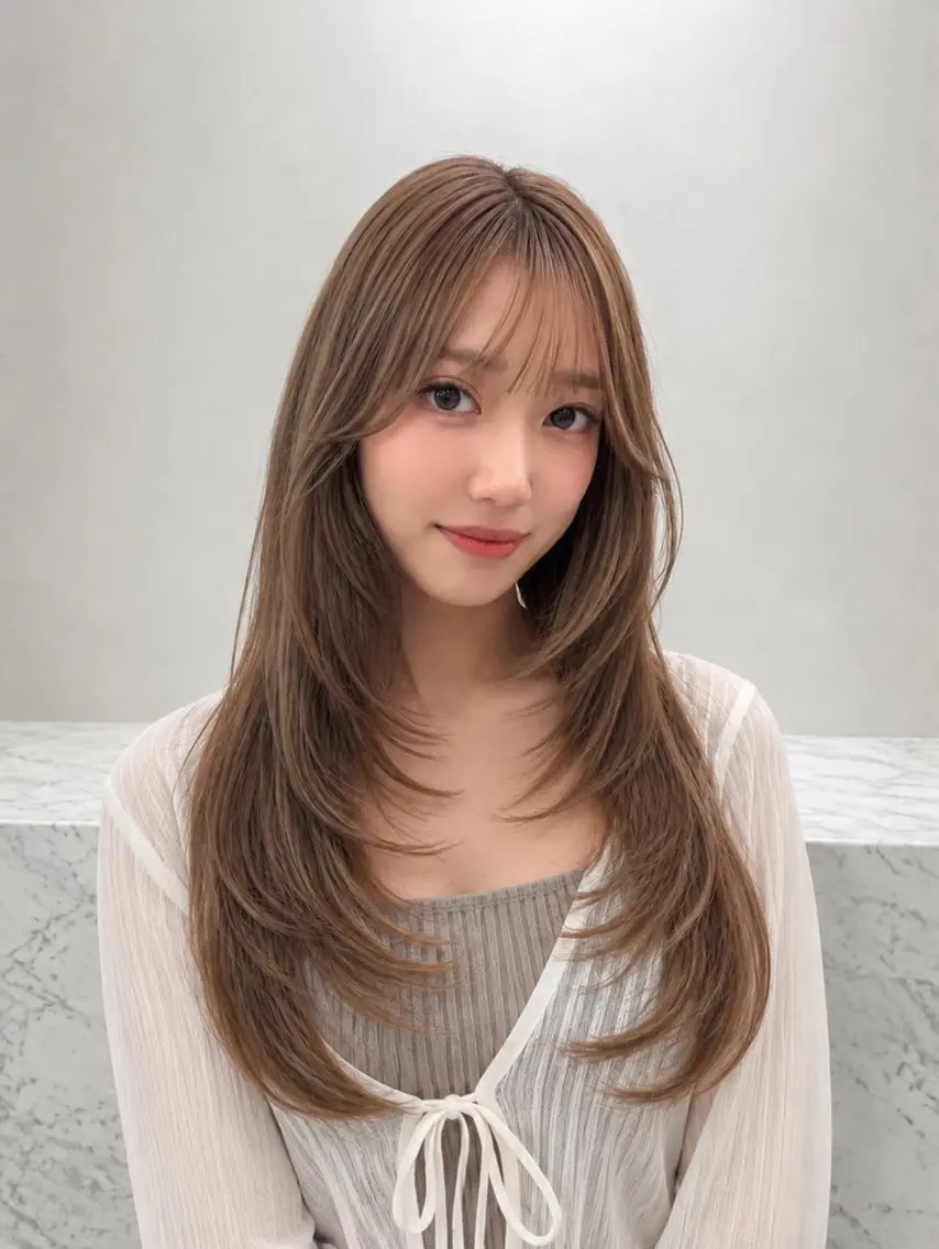 ロング カラー ベージュカラー ブリーチ 透明感カラー ダブルカラー ブリーチなしカラー カット ヘアカラー トリートメント 田村和範/似合わせ カラー/髪質改善のヘアスタイル