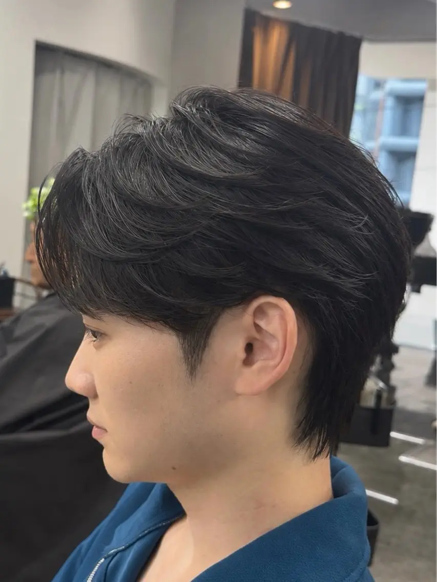 パーマ メンズ カット パーマ 梅田/センターパート 山下学偉のヘアスタイル