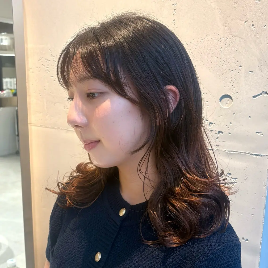 セミロング セミロングパーマ 韓国風ヘア カット パーマ トリートメント 大岩 茉愉のヘアスタイル