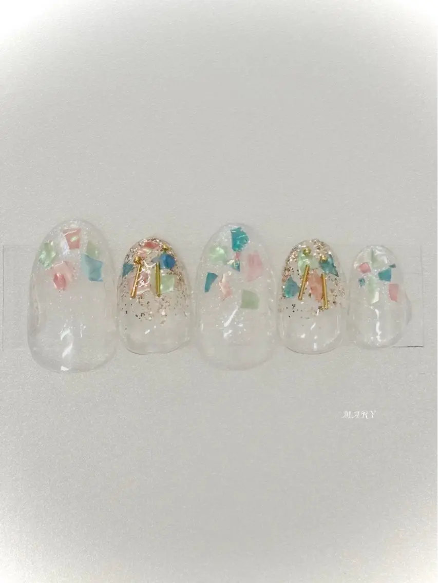 ネイル クリアネイル キラキラネイル ニュアンスネイル ハンドネイル Mary nail .narumiのネイルデザイン