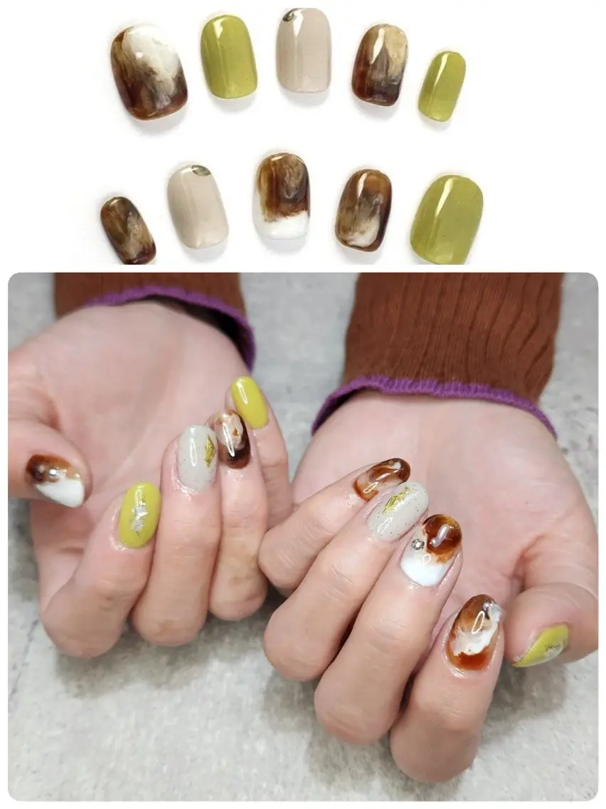ネイル アートネイル ブラウン 持ち込み ニュアンスネイル   BENNIEのネイルデザイン
