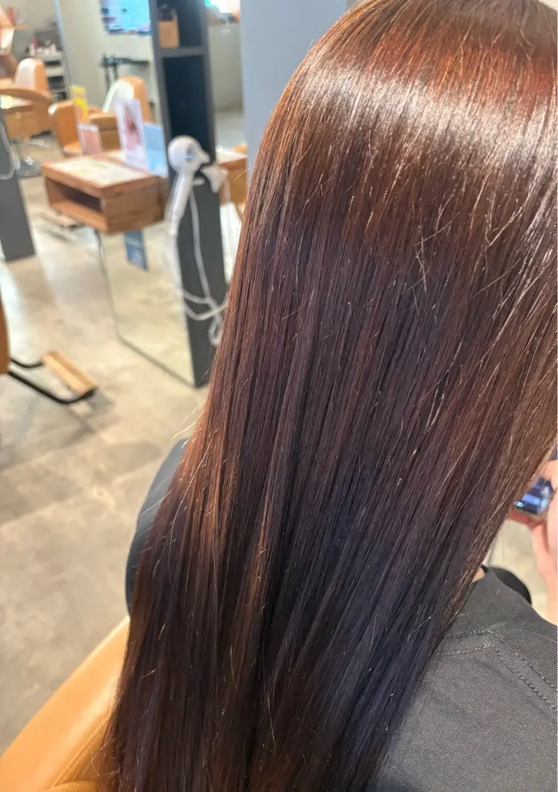 ロング 縮毛矯正 トリートメント 梨 音のヘアスタイル