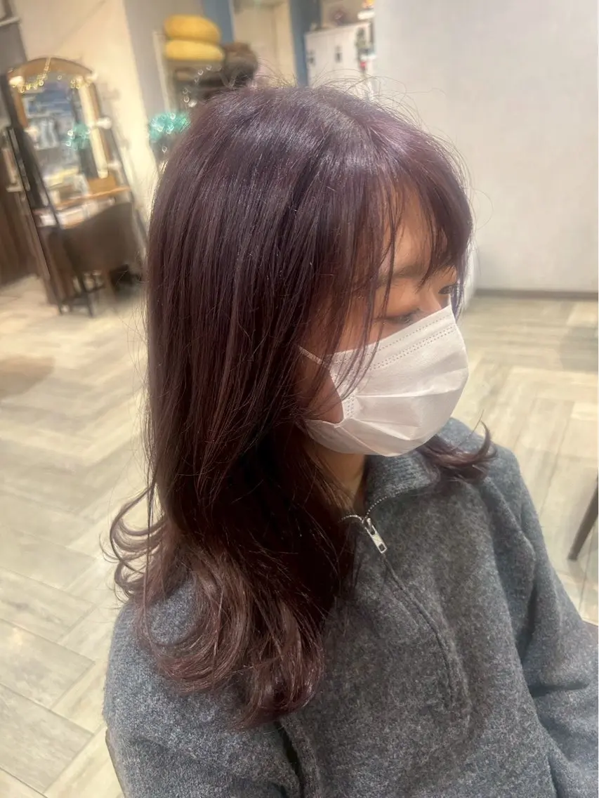 ミディアム ラベンダーブラウン ヘアカラー Flower🌼藤田 陽華のヘアスタイル