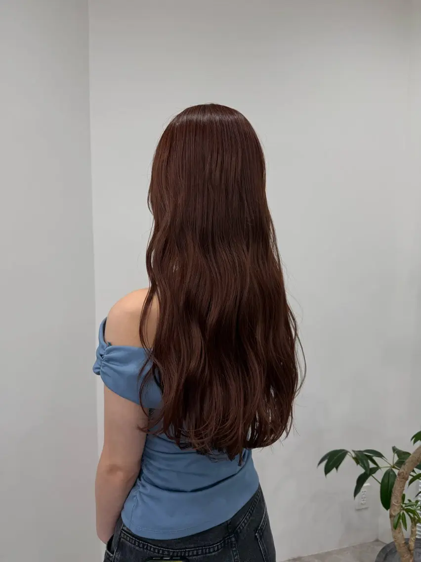 ロング カラー ブラウンカラー オレンジ オレンジブラウン カット ヘアカラー トリートメント azumi/グレー ジュ/オリーブ/縮毛のヘアスタイル