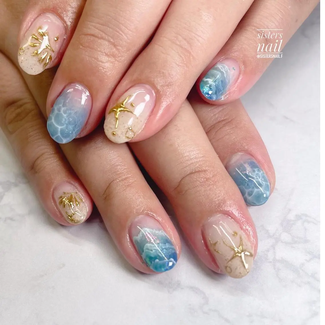 ネイル アートネイル ジェルネイル グラデーション 夏ネイル sisters nail.fのネイルデザイン