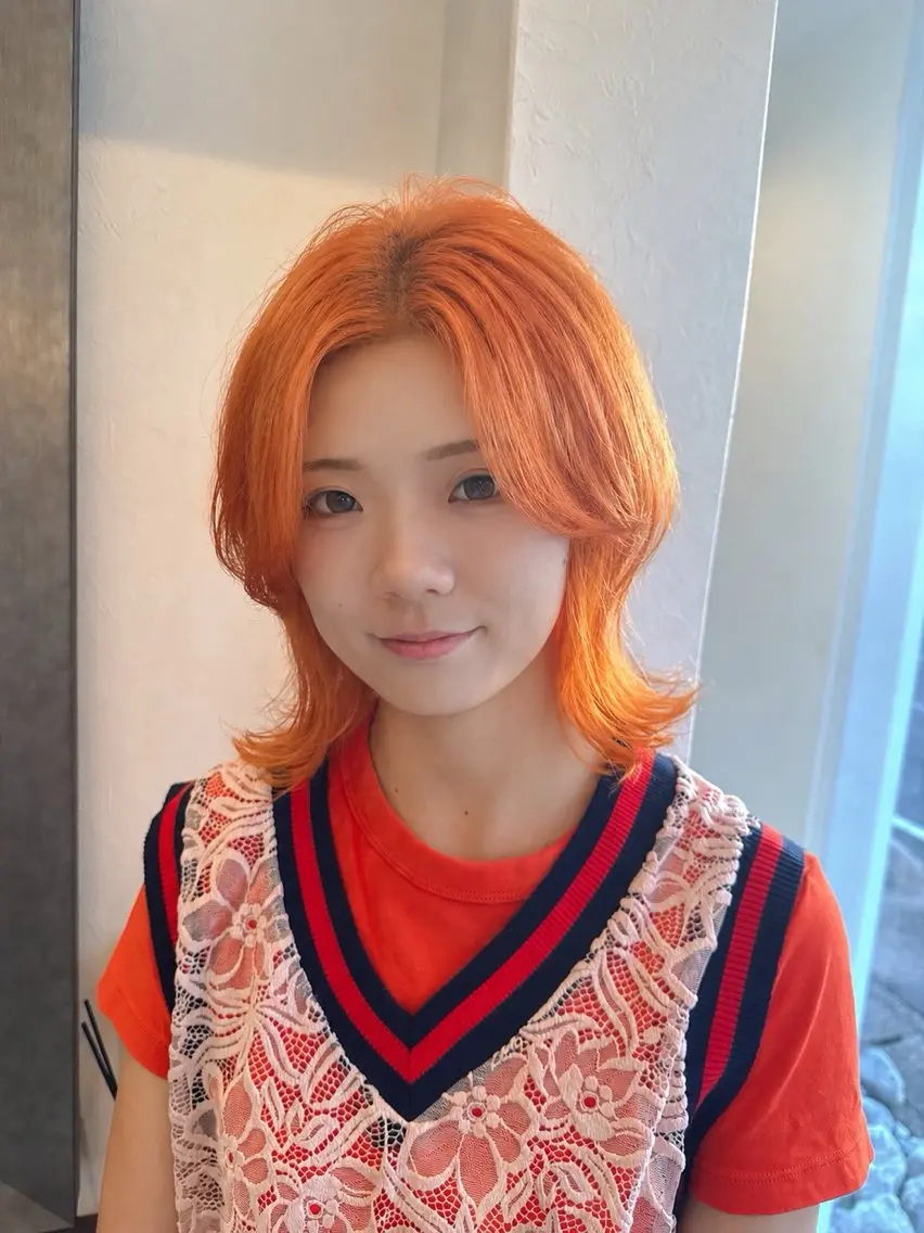ミディアム カット ヘアカラー トリートメント りか/透明感カラー/ レイヤーカットのヘアスタイル