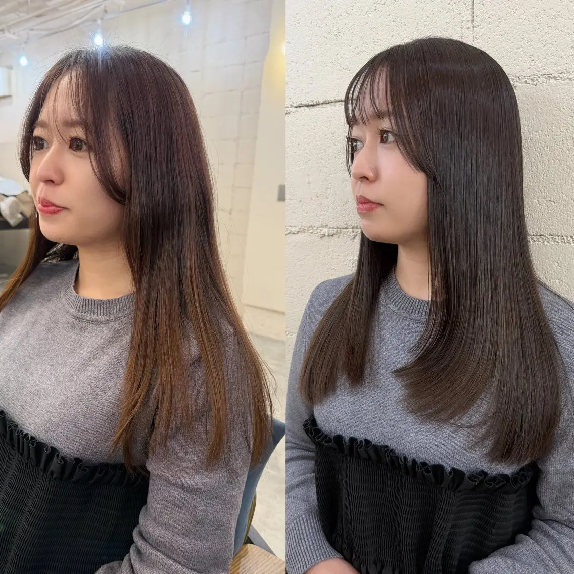 ロング カット 縮毛矯正 トリートメント 透明感カラー/顔周り 臼井逸美のヘアスタイル