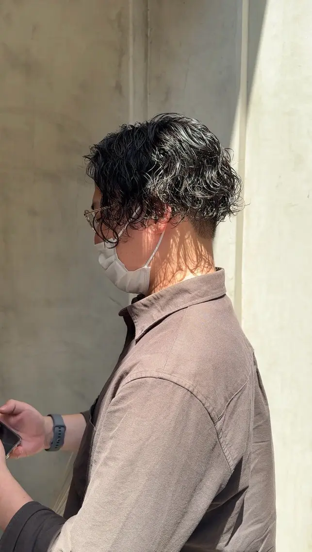 ショート パーマ メンズ カット パーマ 髪質改善/メンズヘア 上野 聖斗🌱‬‪のヘアスタイル