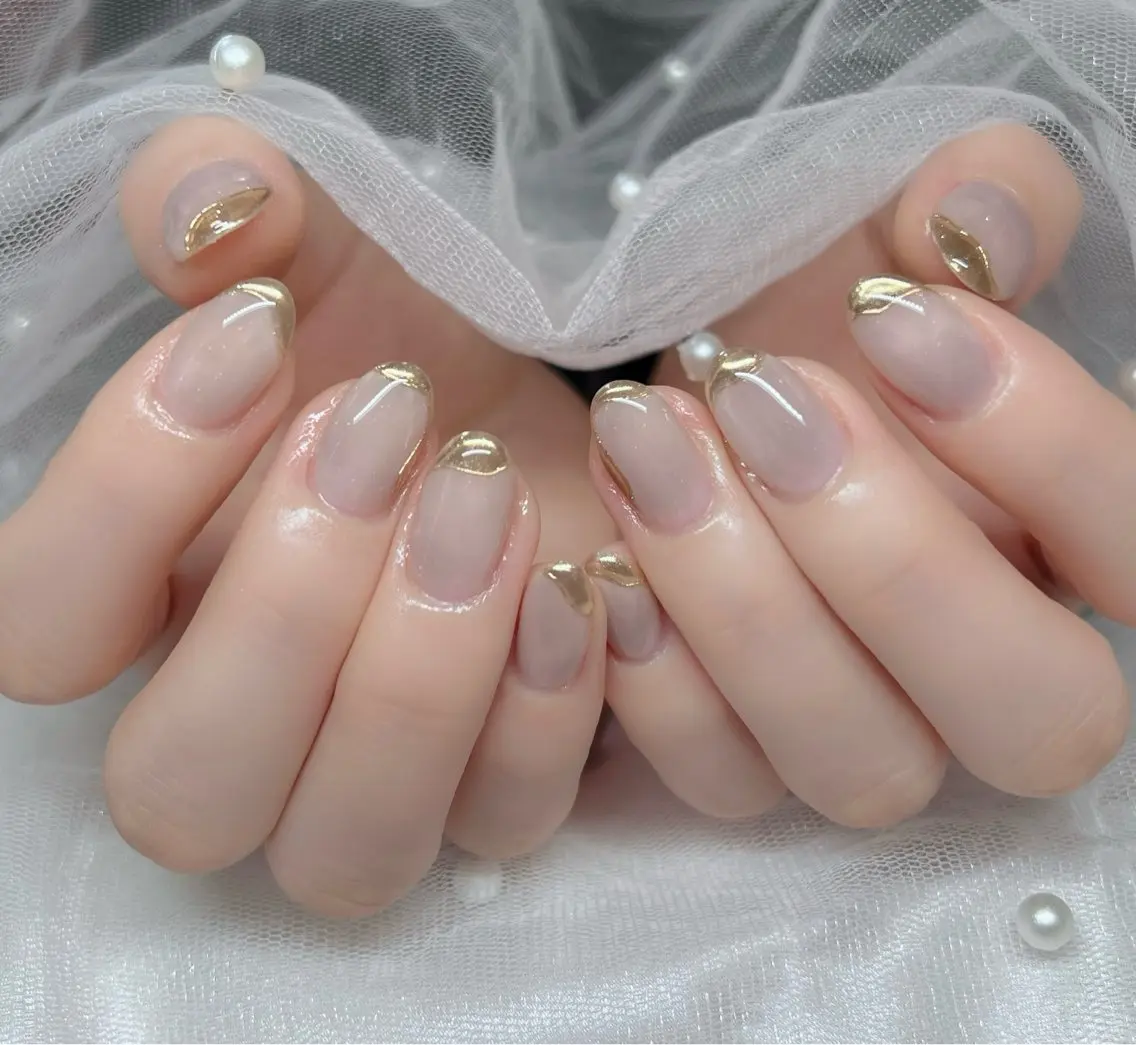 ネイル ハンドネイル 🎀PG🩵 ネイルサロンのネイルデザイン