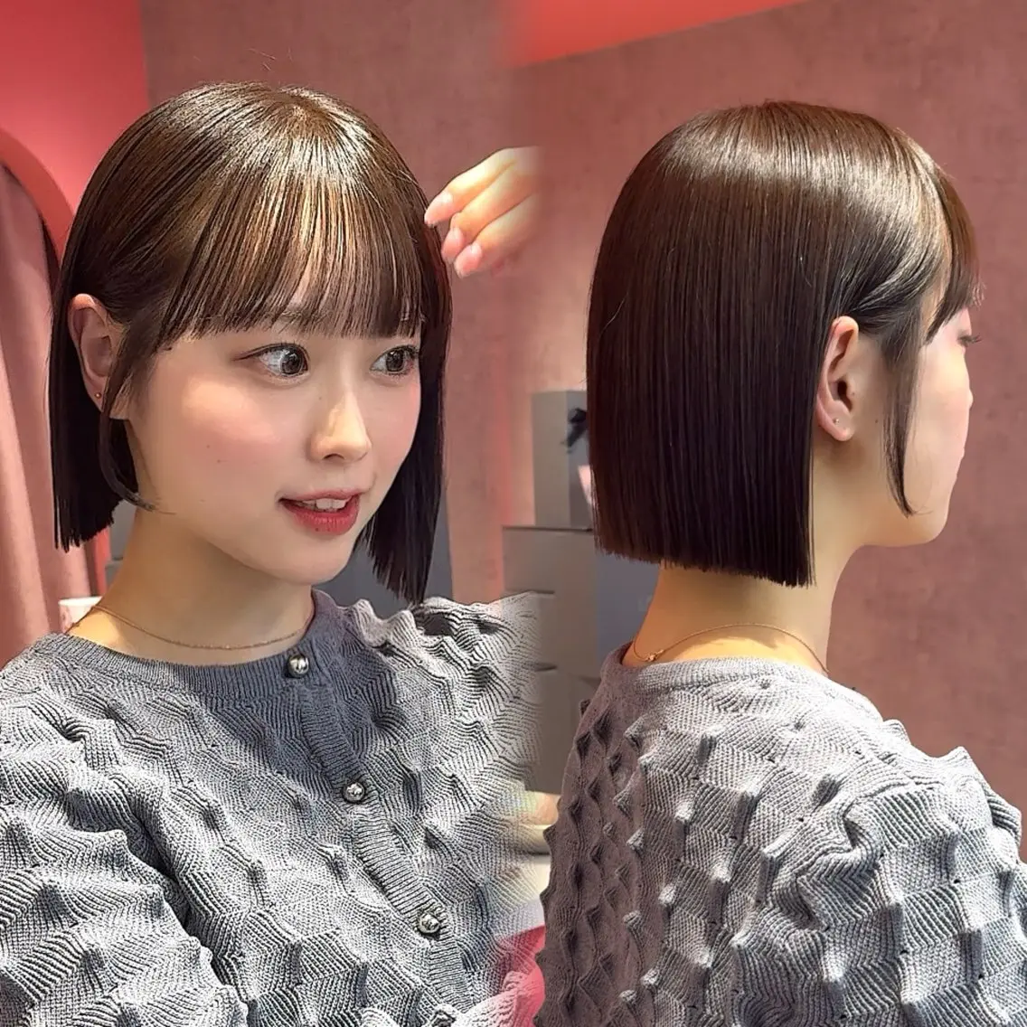 ショート カラー カット ヘアカラー 縮毛矯正 トリートメント 山崎/ボブ縮毛矯正 レイヤー髪質改善のヘアスタイル