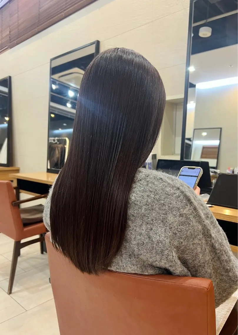 ロング カラー 黒髪 ブラウンカラー 透明感カラー ラベンダーカラー ヘアカラー トリートメント 艶カラー/透明感 /ヒグチアオイのヘアスタイル