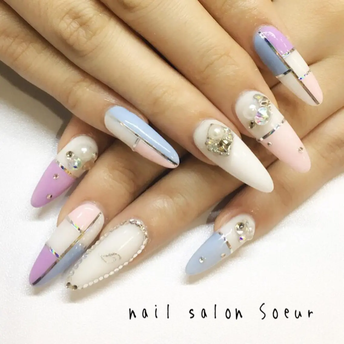 ネイル 持ち込み パステルネイル スカルプネイル 春ネイル ハンドネイル nail salon Soeurのネイルデザイン