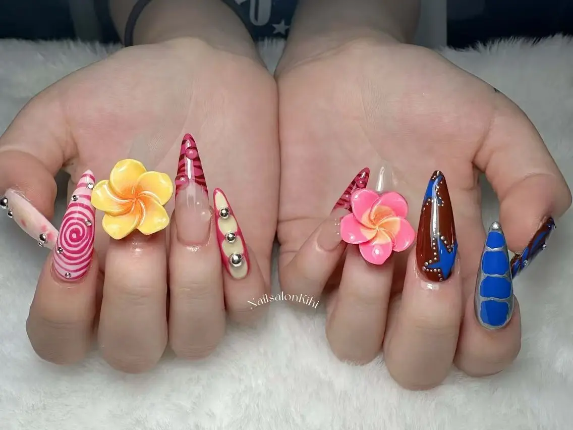 ネイル ハンドネイル ユリ🎀長さだし/ パラジェル/持ち込みのネイルデザイン