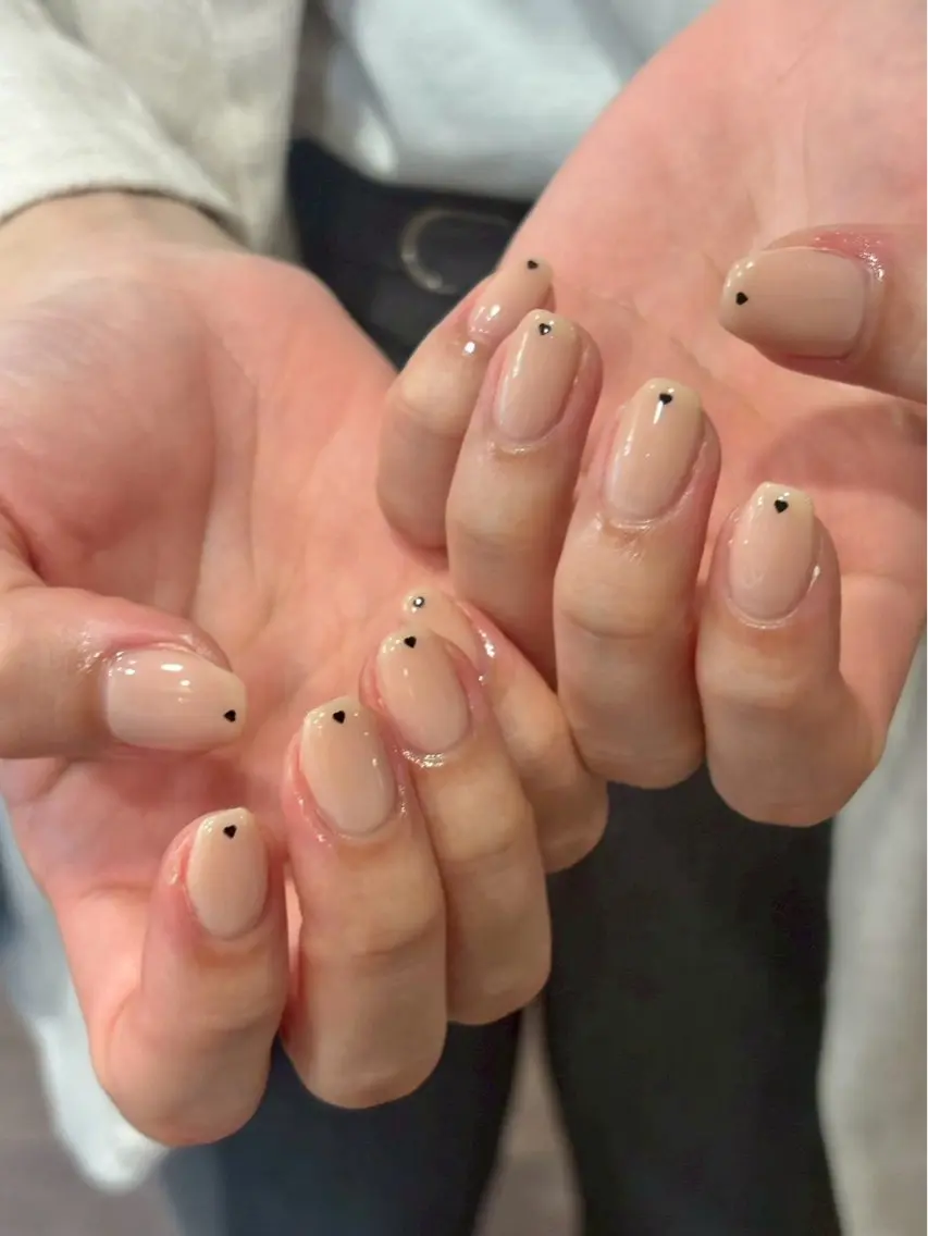 ネイル ハート シンプルネイル 春ネイル ハンドネイル iconail 下北沢 NONのネイルデザイン