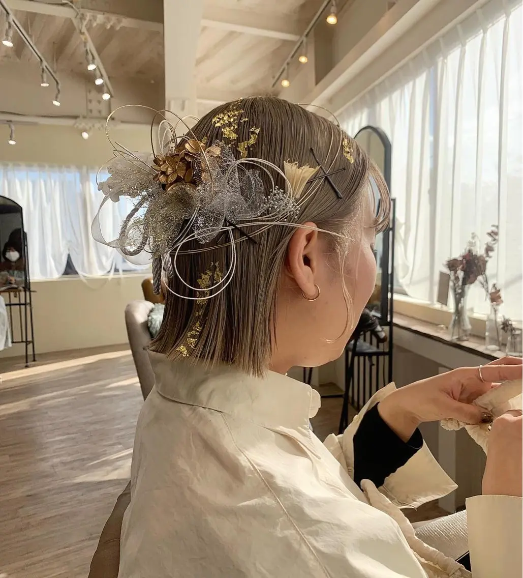 ショート ヘアアレンジ ヘアセット 本間 結衣のヘアスタイル