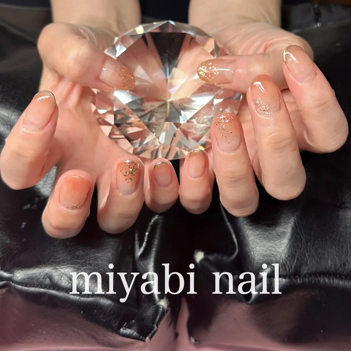 ネイル フレンチネイル ジェルネイル グラデーション キラキラネイル 持ち込み ハンドネイル miyabi nail 桂川駅近くのネイルデザイン