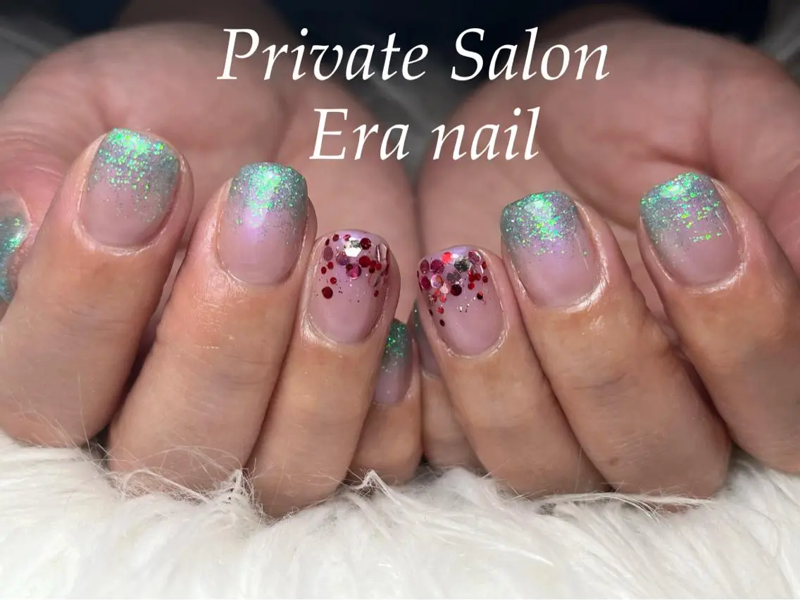 ネイル グラデーション ラメ(グリッター) ラメグラデーション ハンドネイル Era nailのネイルデザイン