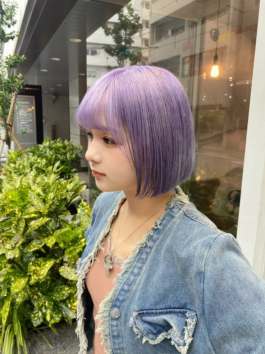 ショート カラー ブリーチ ケアブリーチ ラベンダーカラー ボブ トリートメント カット ヘアカラー トリートメント Riganuts王子 Hayato✂︎のヘアスタイル