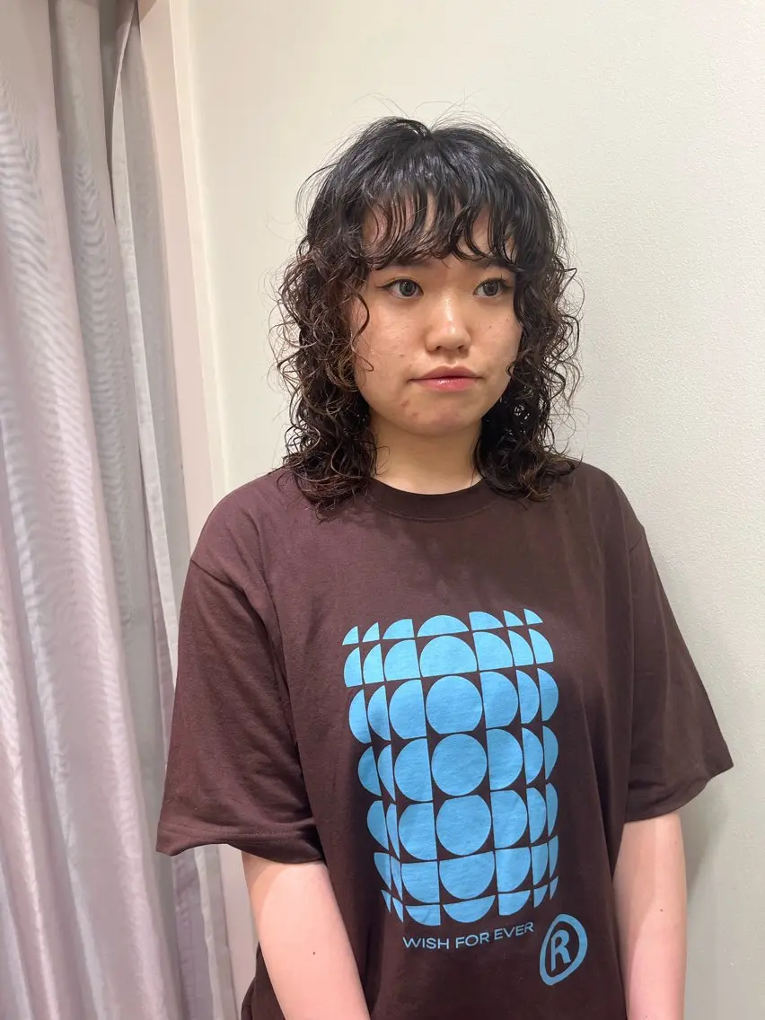ミディアム パーマ カット パーマ トリートメント 松村 澪里のヘアスタイル