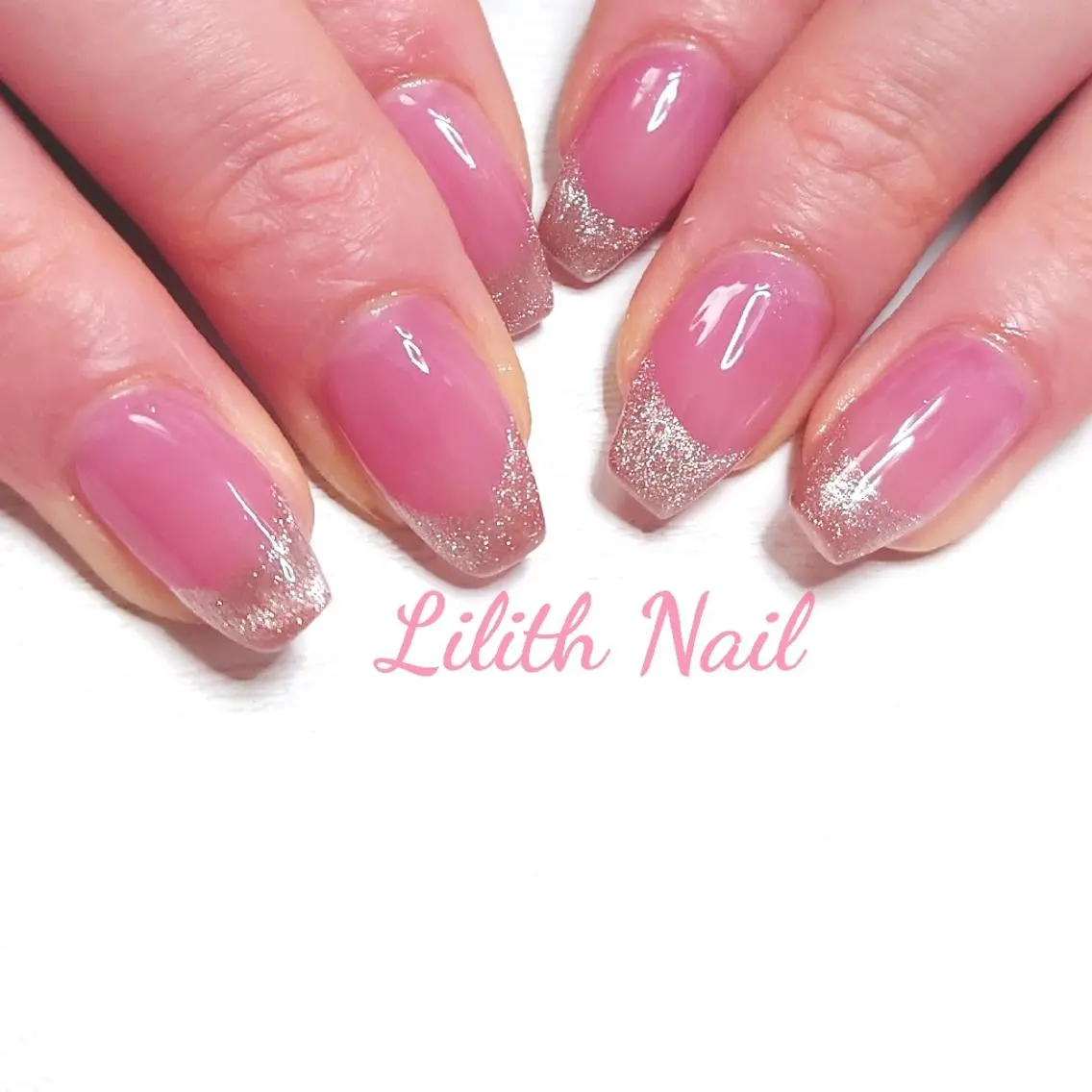 ネイル フレンチネイル マグネットネイル ピンク 春ネイル ハンドネイル Lilith Nailのネイルデザイン