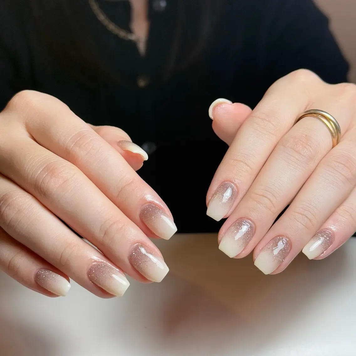 ネイル チークネイル フレンチネイル グラデーション キラキラネイル 韓国ネイル ハンドネイル Risa_ Nailのネイルデザイン