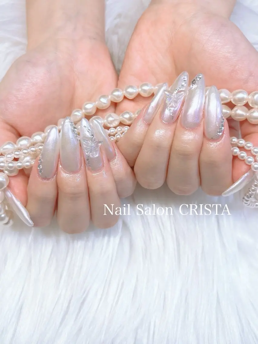 ネイル ミラーネイル ワンホンネイル ハンドネイル CRISTA 🫧ヒナタのネイルデザイン