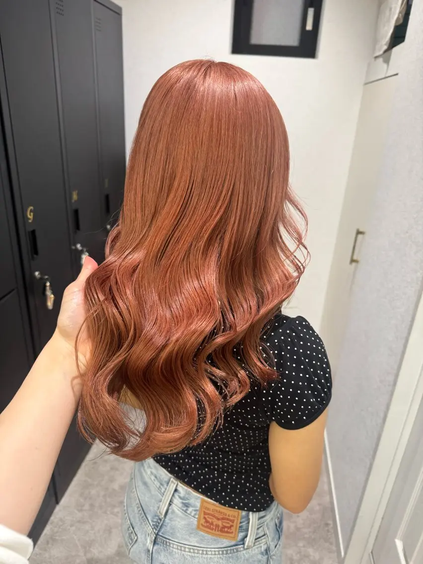 セミロング カラー ヘアアレンジ ベージュカラー ブリーチ ハイトーンカラー オレンジ オレンジベージュ ヘアカラー トリートメント ヘアセット 髪質改善縮毛矯正/ エクステ/ひふみ🌛のヘアスタイル