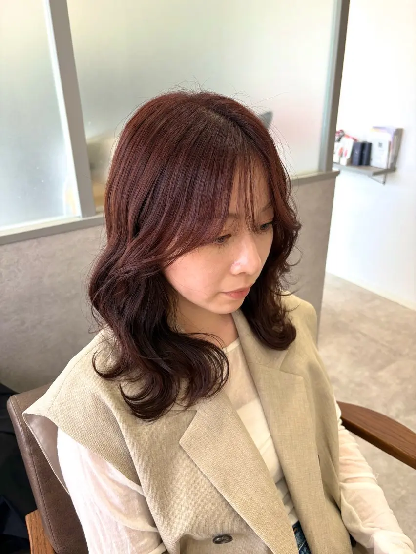 ミディアム ヘアカラー 暖色＊ベージュ ＊くらたあやかのヘアスタイル