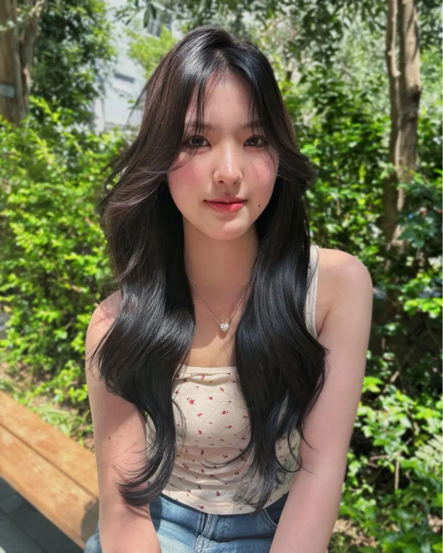 ロング カラー ヘアアレンジ ケアカラー 透明感カラー 顔まわりレイヤー 髪質改善 韓国風ヘア カット ヘアカラー トリートメント ✨綺麗が続くカット ✨/星野六三四のヘアスタイル