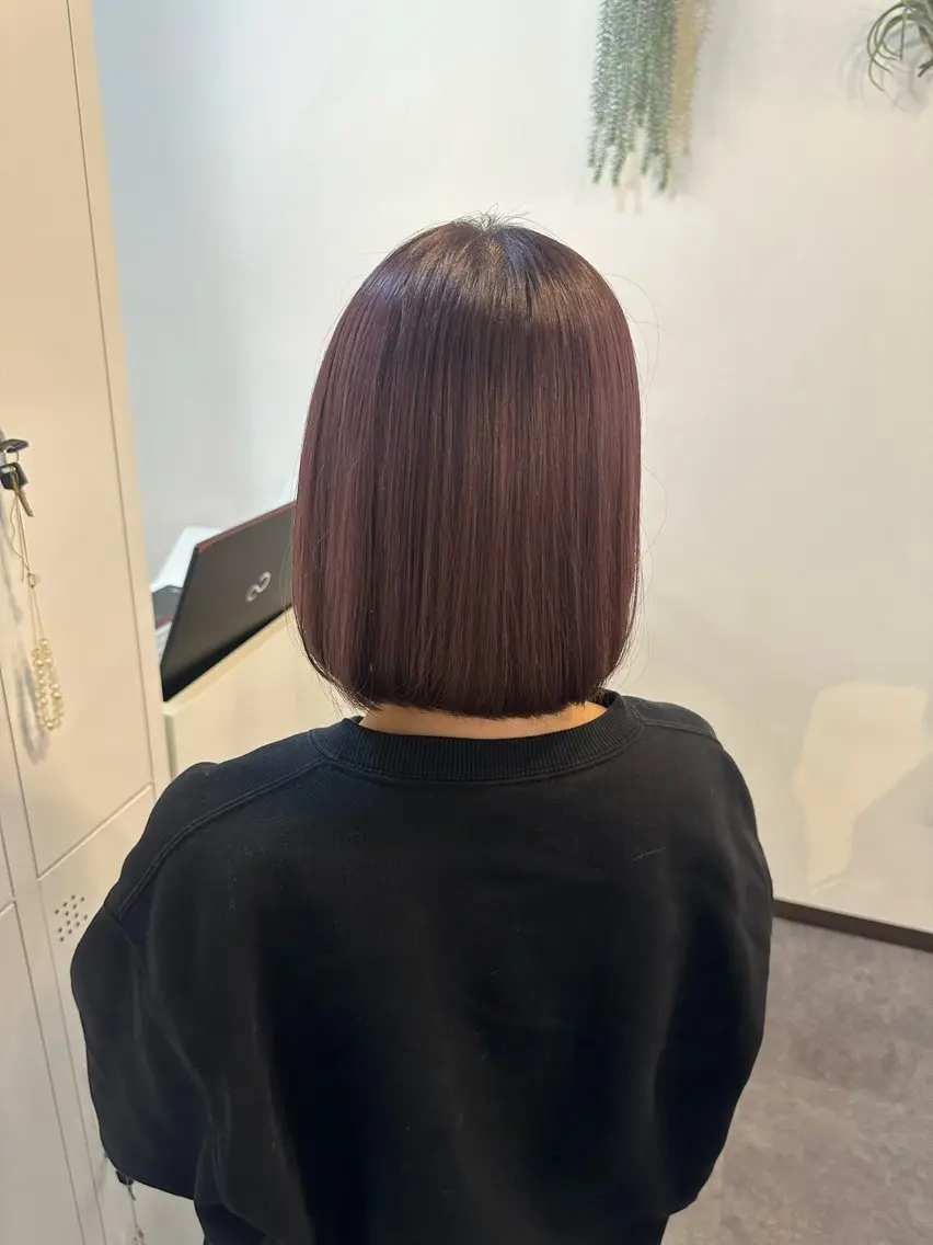 カラー ラベンダーカラー ピンクカラー ピンクラベンダー ボブ ヘアカラー Sherry/R 三川町　木村祐里奈のヘアスタイル