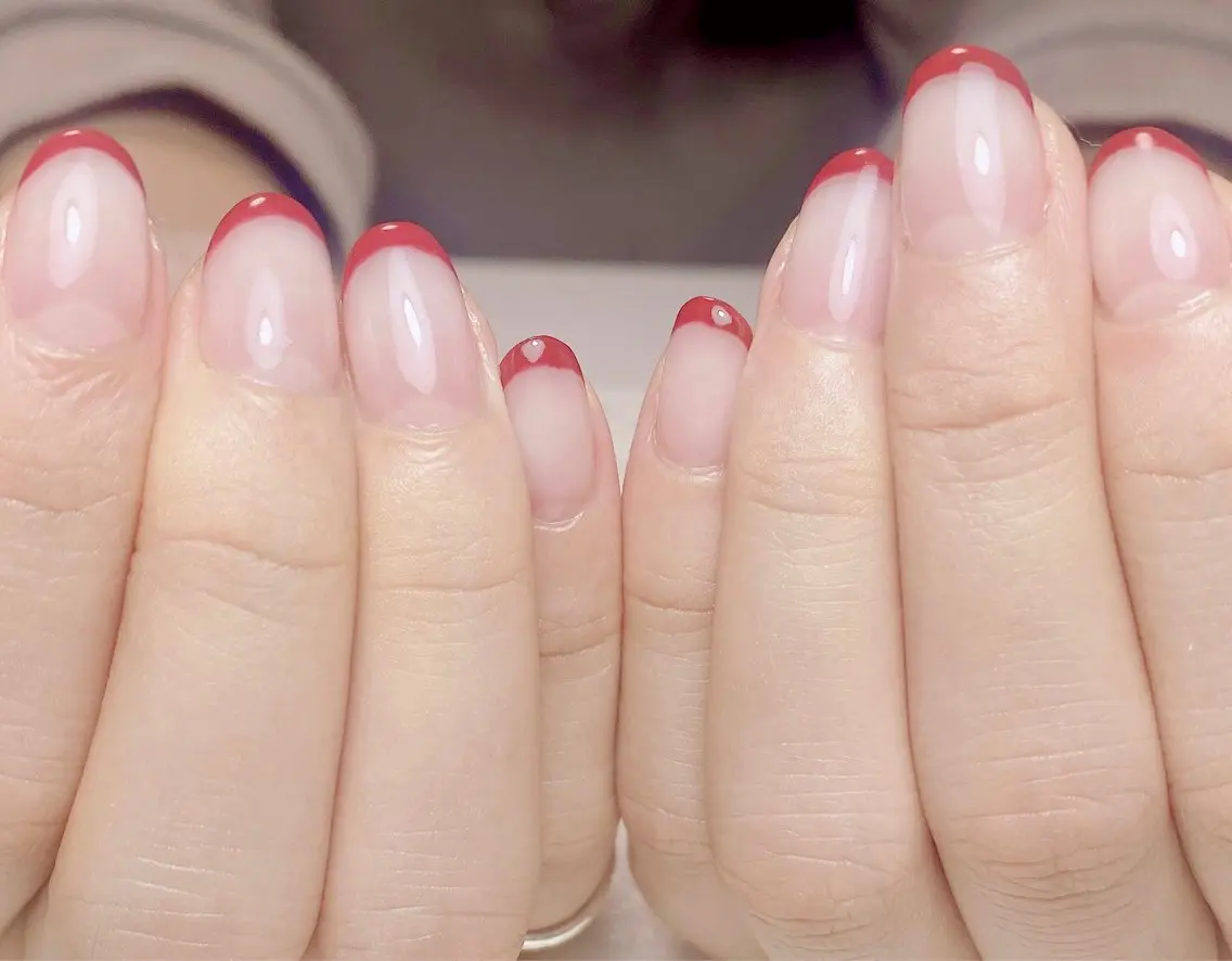 ネイル ボルドー フレンチネイル ハンドネイル Nail Salon K 🧸美爪育成のネイルデザイン