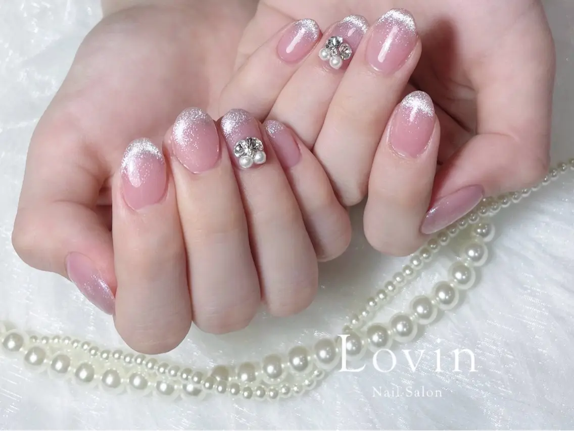 ネイル フレンチネイル ジェルネイル マグネットネイル マグネットフレンチ オフィスネイル k-two nailのネイルデザイン