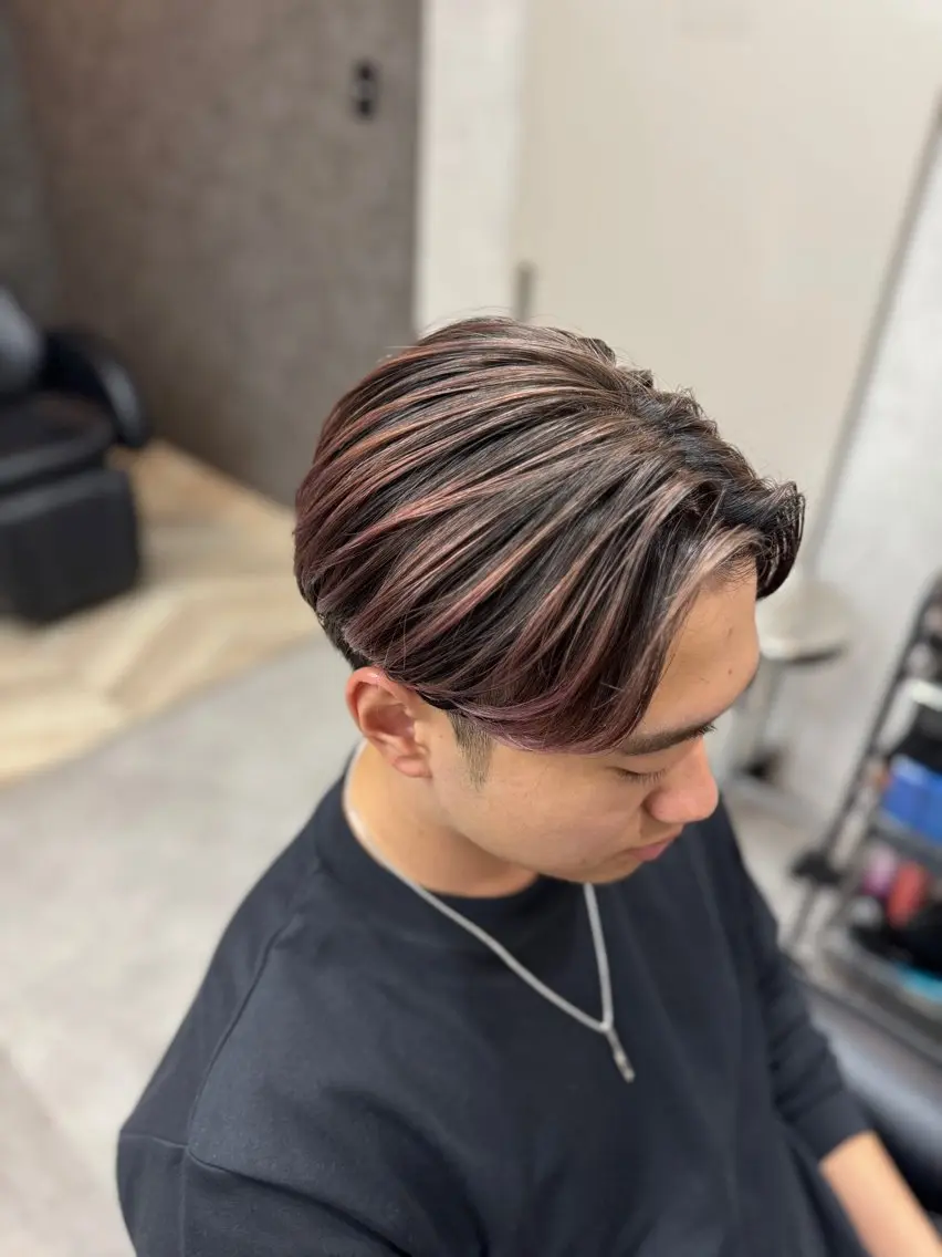 ショート カラー メンズ メンズバレイヤージュ バレイヤージュ レイヤーカット 杉山永 浦安×髪質改善のヘアスタイル