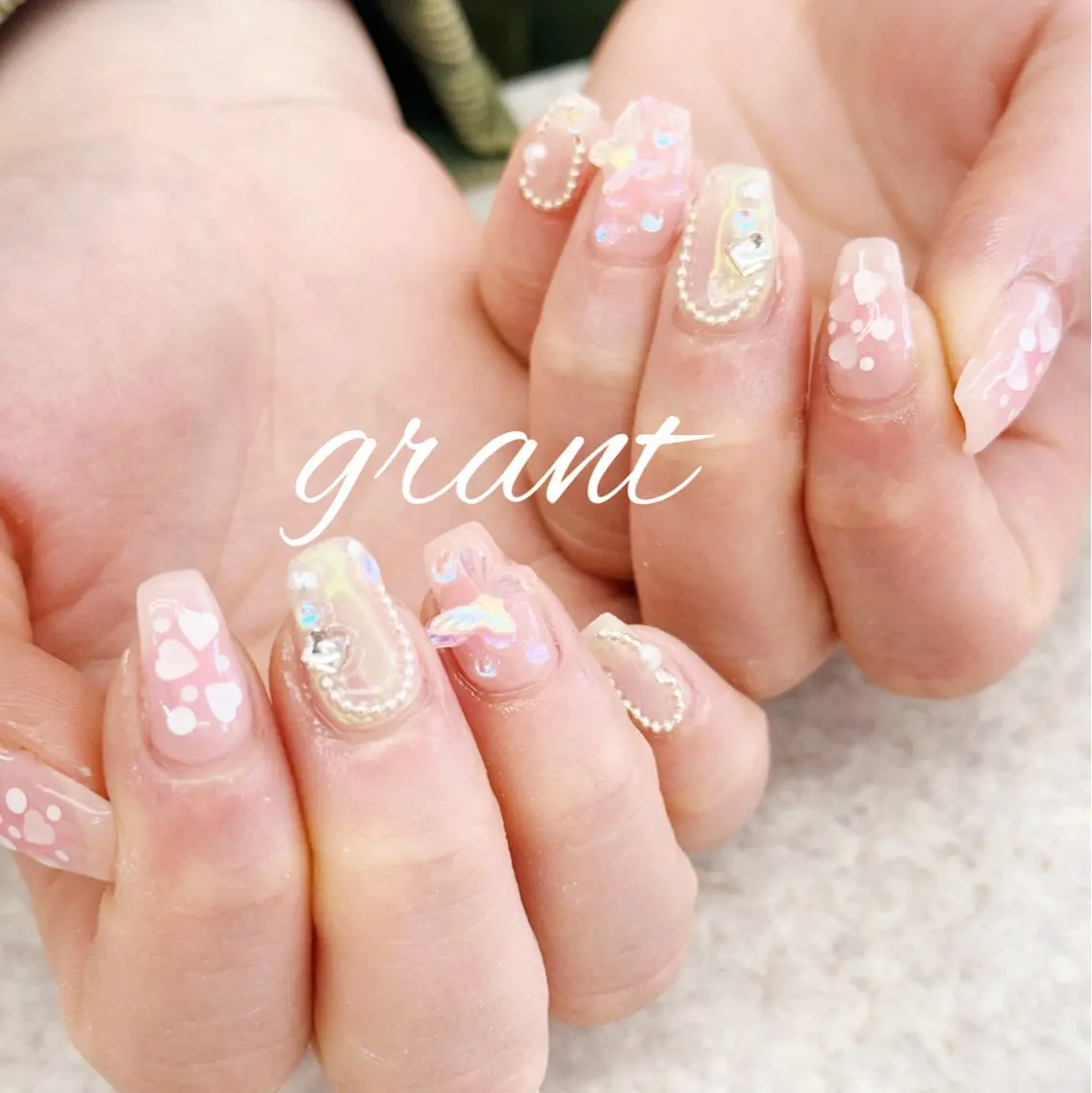 ネイル チークネイル 春ネイル ハンドネイル nailsalon grantのネイルデザイン