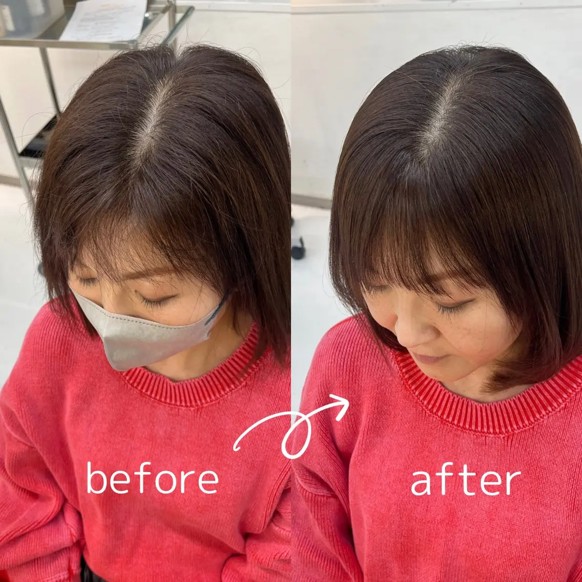 ミディアム ミディアムパーマ カット 縮毛矯正 涼音 🫧前髪お助け美容師のヘアスタイル