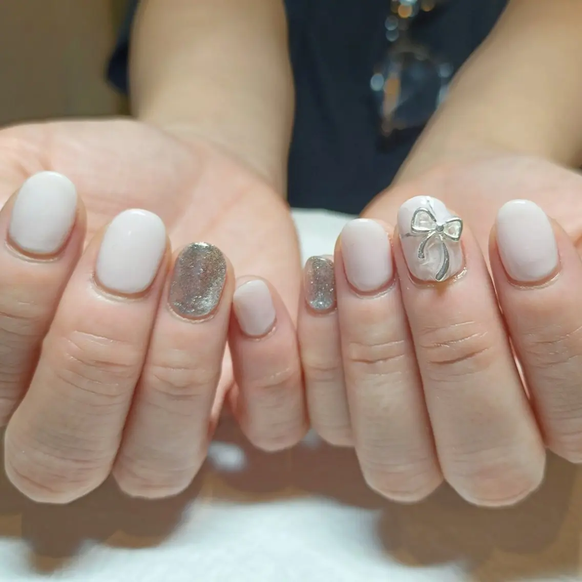 ネイル リボン ハンドネイル ハンドケア 深爪矯正/爪育成ケア manie nailのネイルデザイン