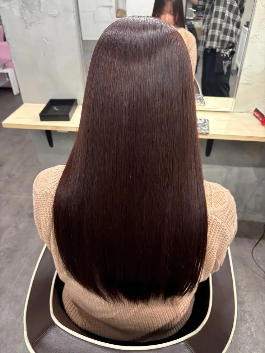 ロング カラー ブラウンカラー レッドカラー レッドブラウン 高久 翔大のヘアスタイル