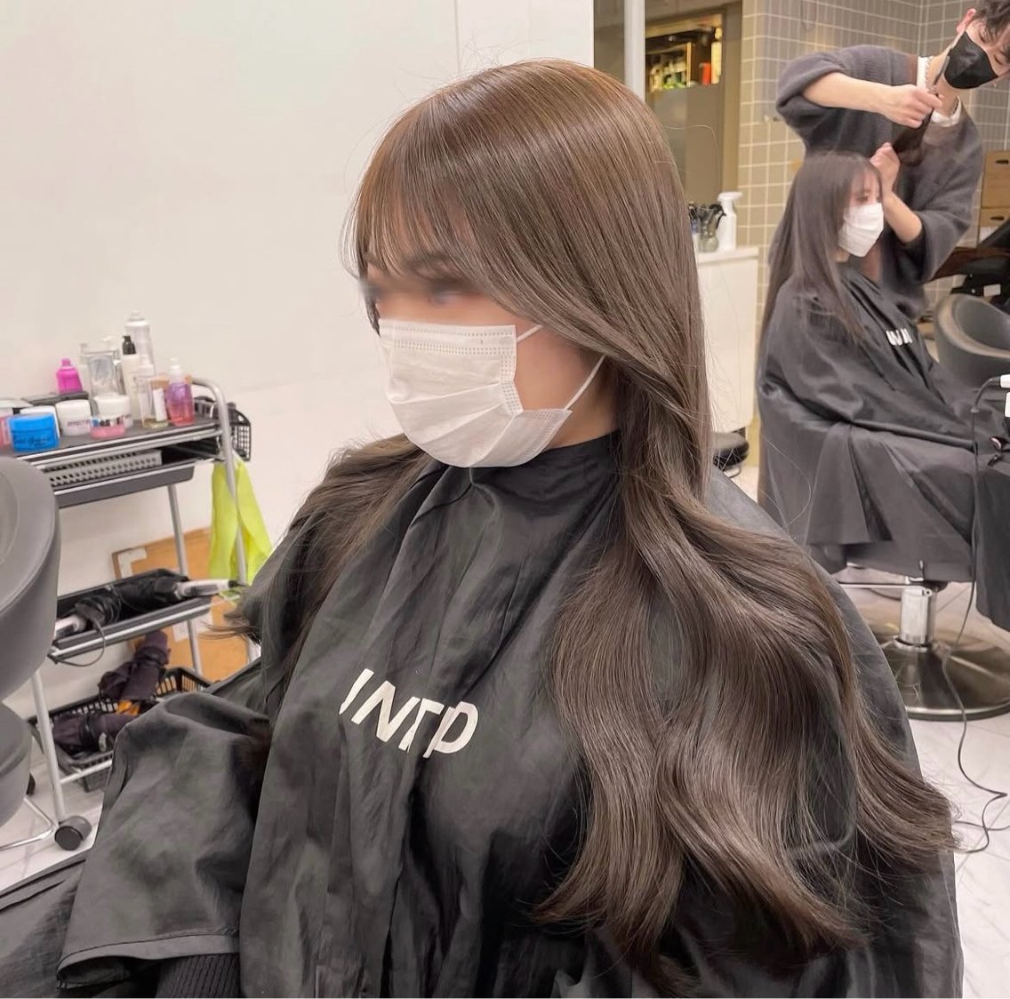 ロング ヘアカラー トリートメント 赤み消しブラウン🤎 韓国レイヤー🤎横浜のヘアスタイル