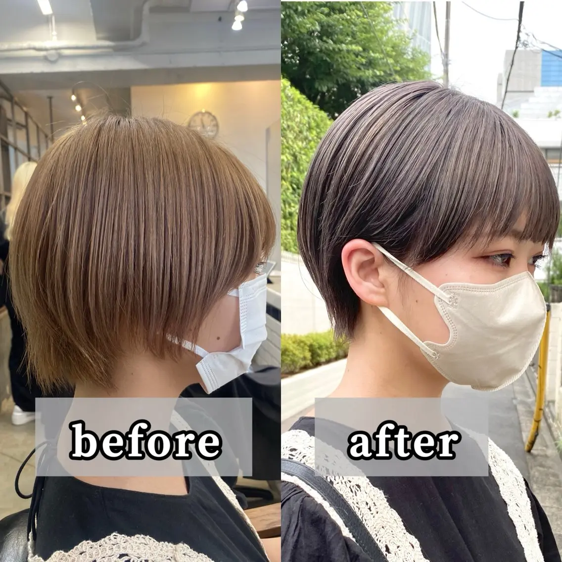 ショート カラー カット ヘアカラー トリートメント 🟩くすみカラー/ボ ブ/ショート/大司のヘアスタイル