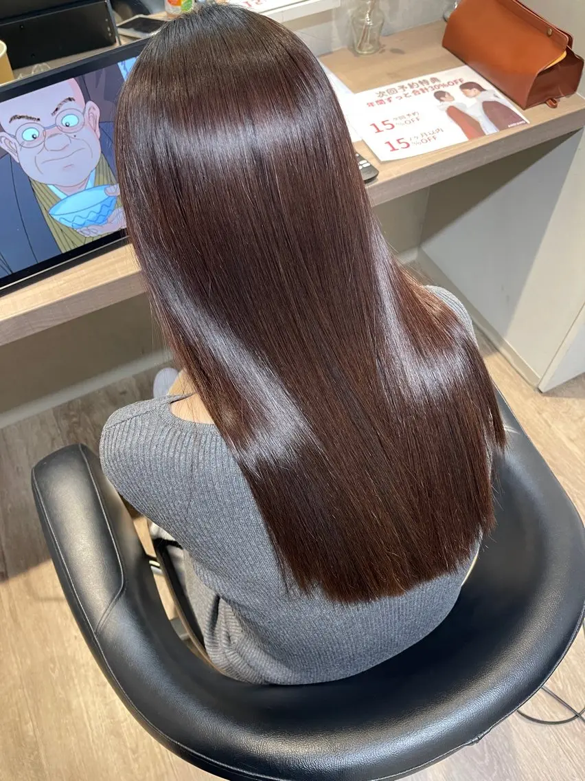 ロング カット 縮毛矯正 トリートメント ANDIAMO SAKAE🍁楓のヘアスタイル
