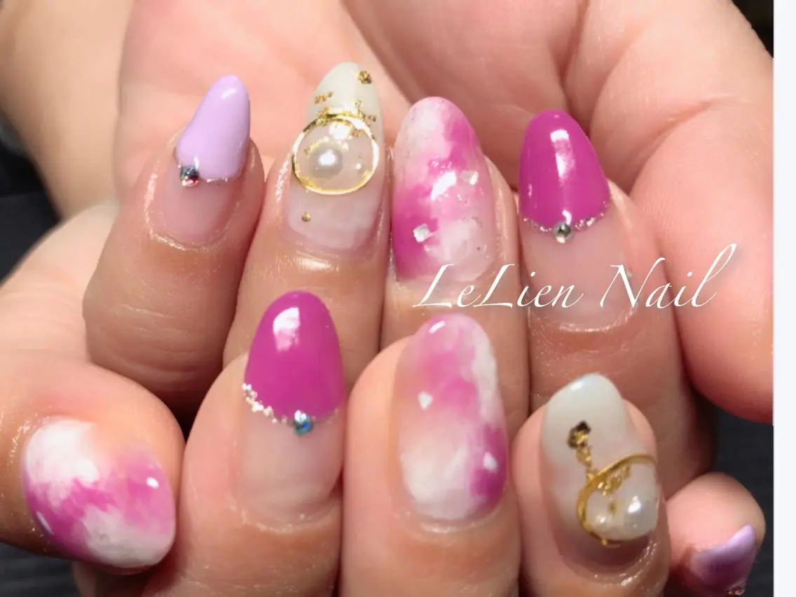 ネイル フレンチネイル パープル モチの良さ◉ フィルインネイル♡のネイルデザイン