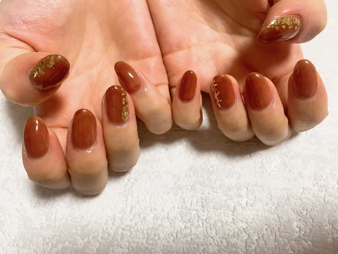 ネイル ブラウン ジェルネイル 韓国ネイル メンズネイル パラジェル kiki nail たまプラーザのネイルデザイン