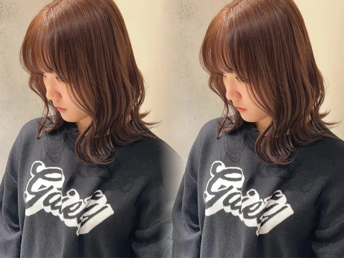 ミディアム カラー ブリーチ ブラウンカラー 透明感カラー ミルクティーブラウン ブリーチなしカラー ayaka🫧 梅田ダブルカラーのヘアスタイル