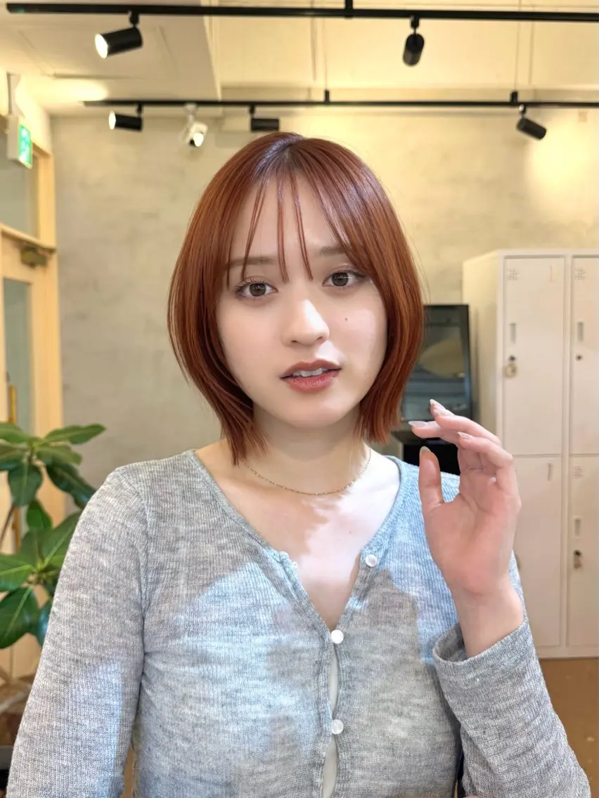 ショート 🧡ボブ/うる艶カラ ー🩵　さくら🌸のヘアスタイル