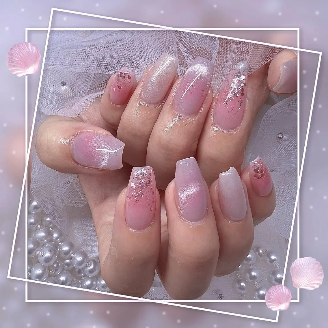 ネイル チークネイル フレンチネイル グラデーション マグネットネイル マグネットフレンチ ハンドネイル Chill Nailsalonのネイルデザイン