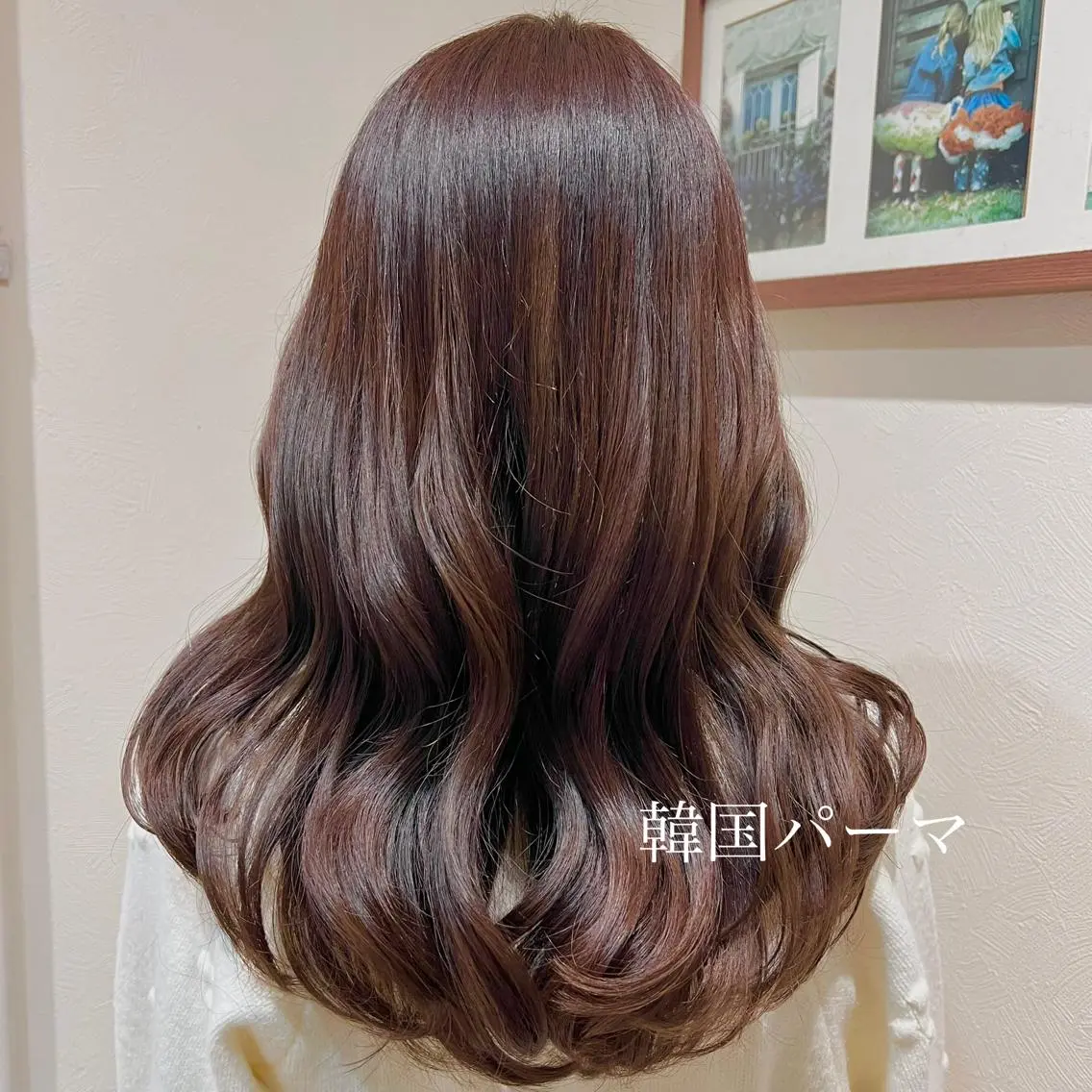 ロング パーマ フレンチガーリー ヨシンモリ 韓国風ヘア レイヤーカット おくれ毛 前髪/ 顔周り/とばみかのヘアスタイル