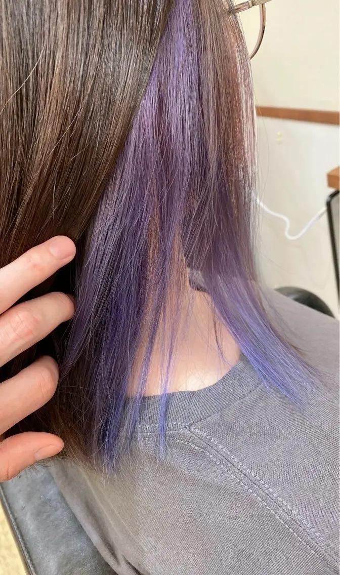 ミディアム カラー バイオレットカラー 國分 伸也のヘアスタイル