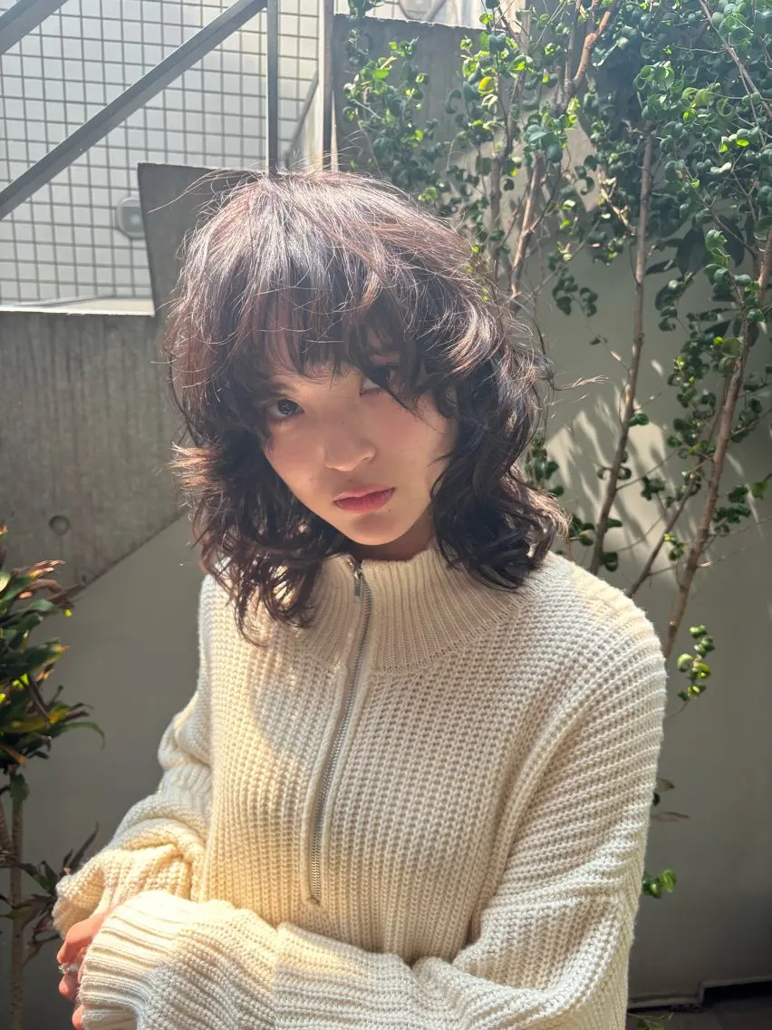 ミディアム ミディアムパーマ ボブ レイヤーカット マレットヘア カット パーマ トリートメント ショート･ボブ SHOTAのヘアスタイル