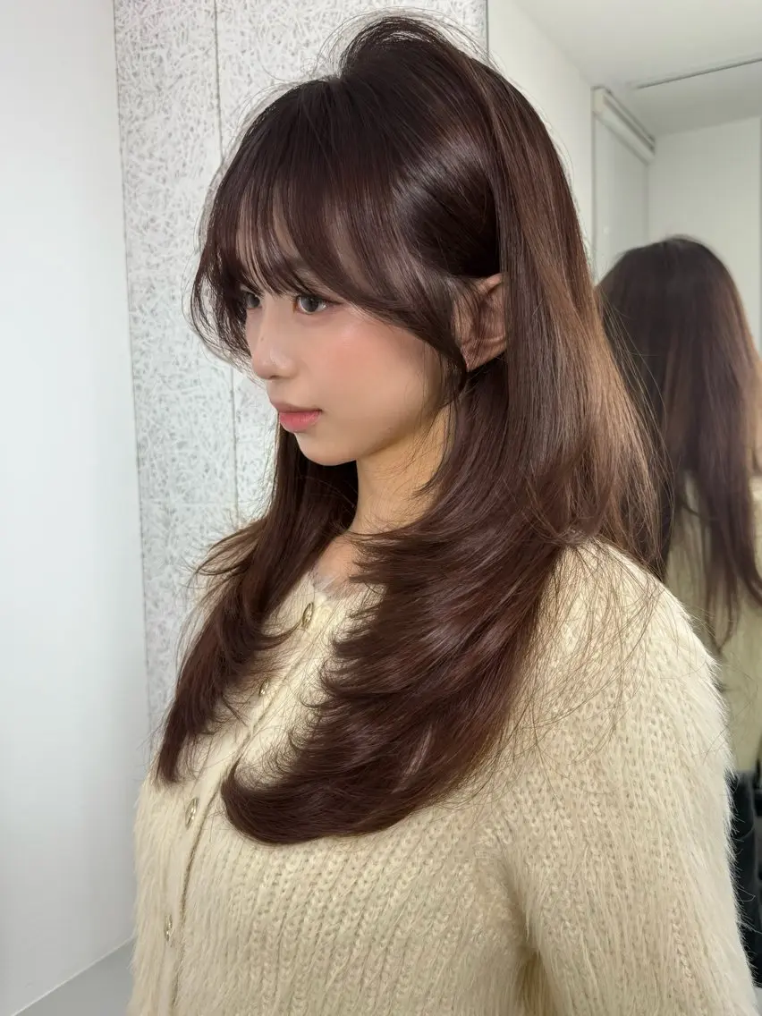ロング カット ヘアカラー トリートメント 韓国ヘア/ワンホン ちひろのヘアスタイル